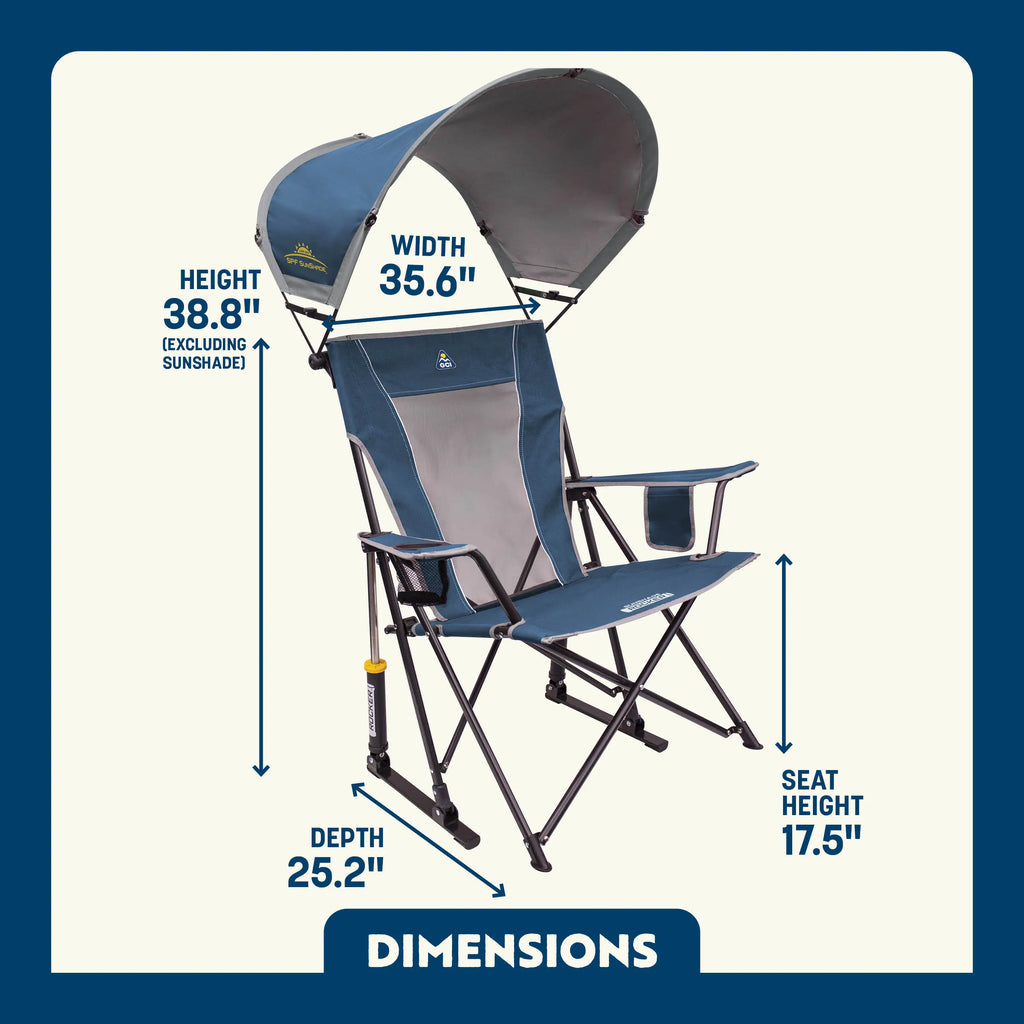 Luxury Camp SunShade Rocker - Choice 550 - Patented Spring-Action Rocking Chair for Camping Detail