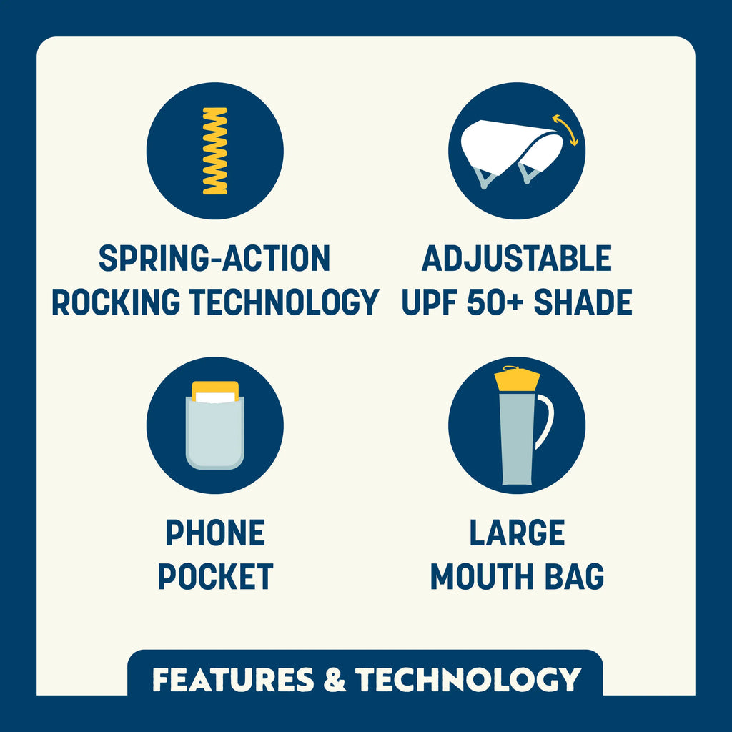 Luxury Camp SunShade Rocker - Choice 550 - Patented Spring-Action Rocking Chair for Camping Detail