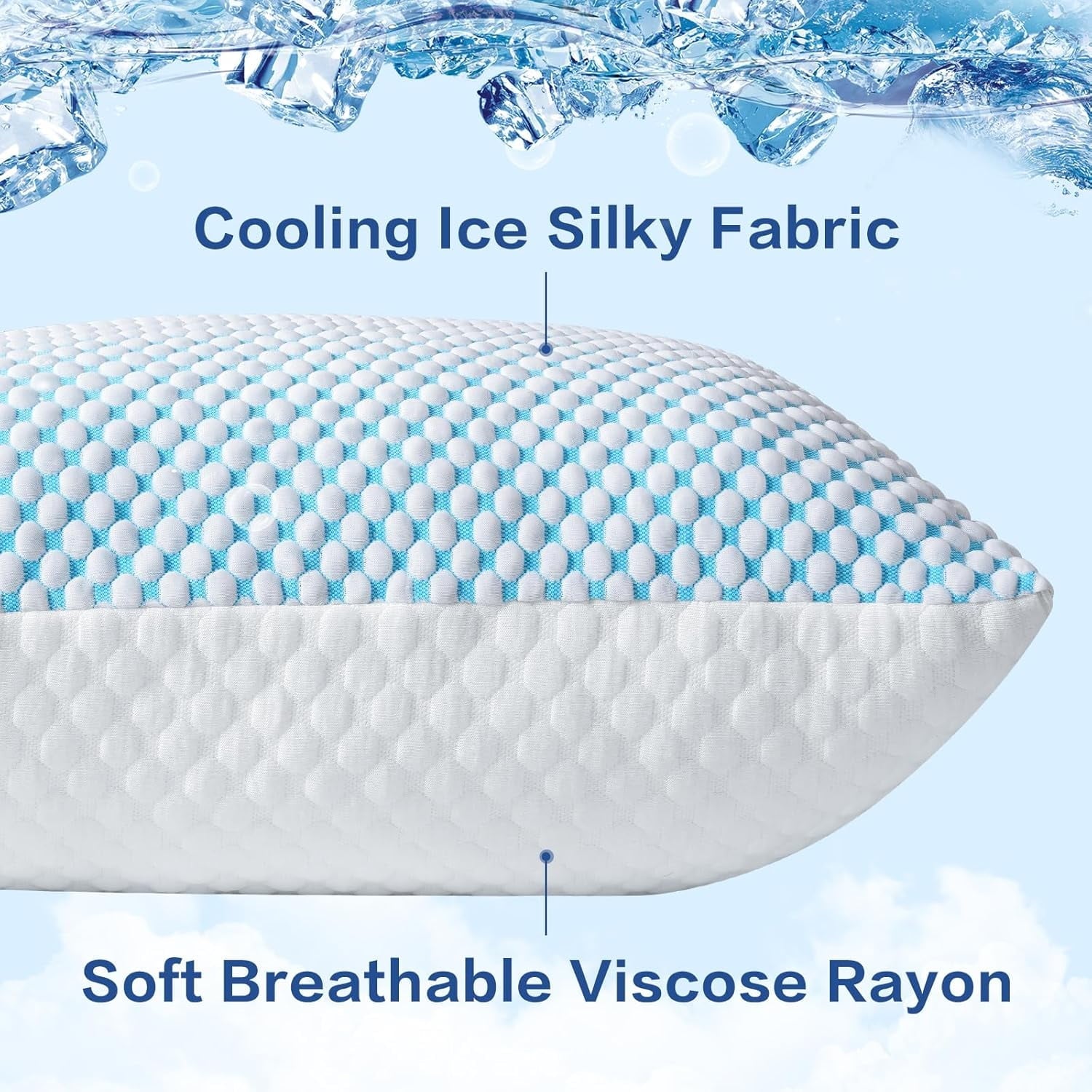 Ergonomic Memory Foam 2 Pack Cooling Pillow for Sleeping, Memory Foam Pillows Cool Bed Pillows Hotel Reversible Pillow with Washable Remova... - Orthopedic Shredded Foam Bed Pillow Set Detail