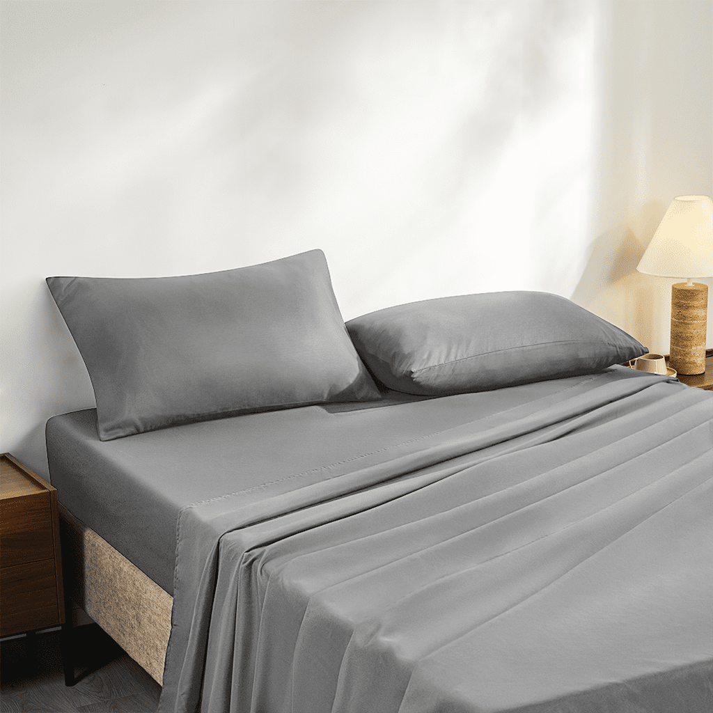 Cooling Sateen Full Size Bed Sheets, 4 Piece Sheets 14” Deep Pocket Sheet & Pillowcase Sets Soft Microfiber Luxury Bedding Fitted Sh... - Breathable Egyptian Cotton Flat & Fitted Sheets Detail