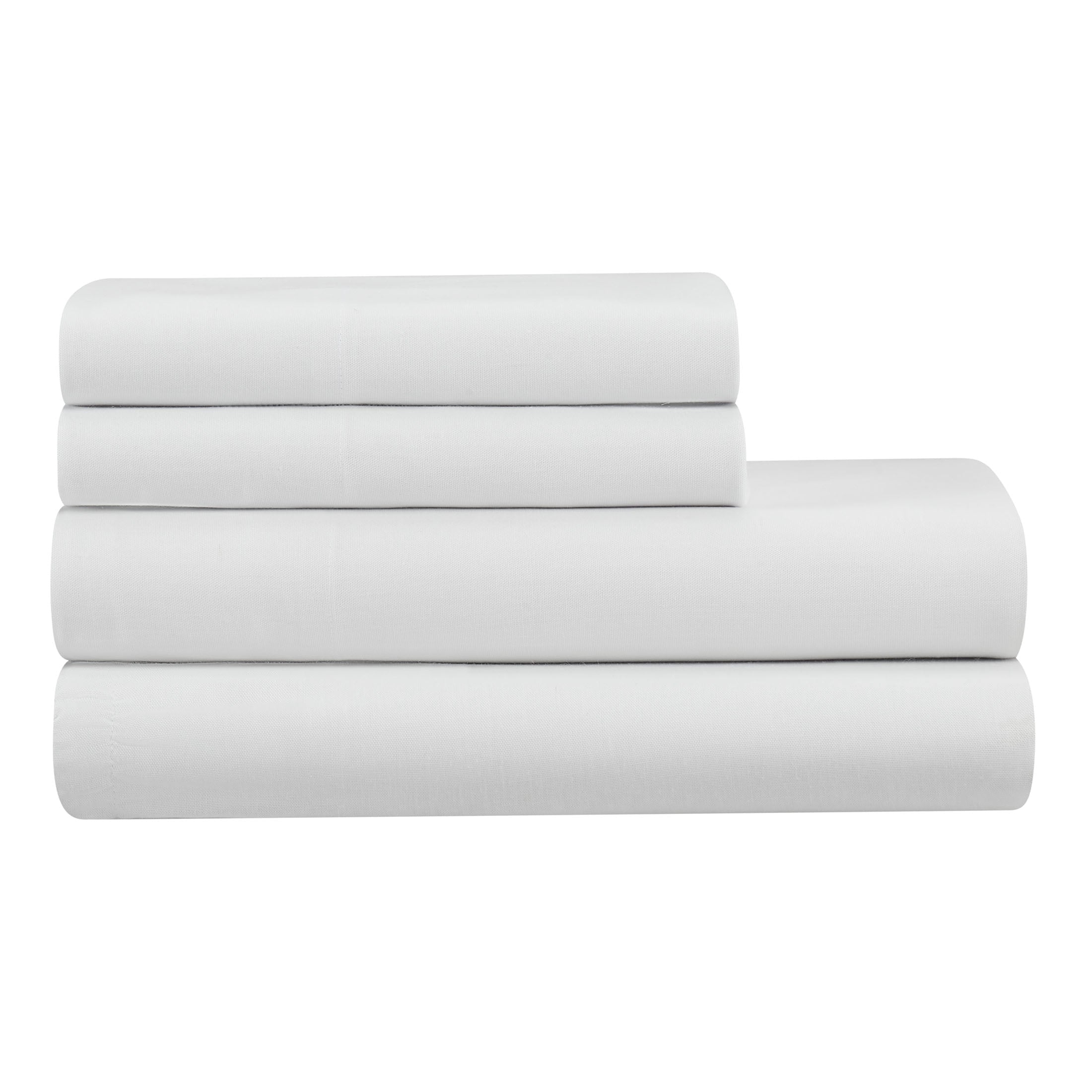 Breathable Luxury 4-Piece White Lyocell & Linen Blend Percale Bed Sheet Set, Queen - Premium Ultra-Soft Pillowcase Pair for Sleeping Detail