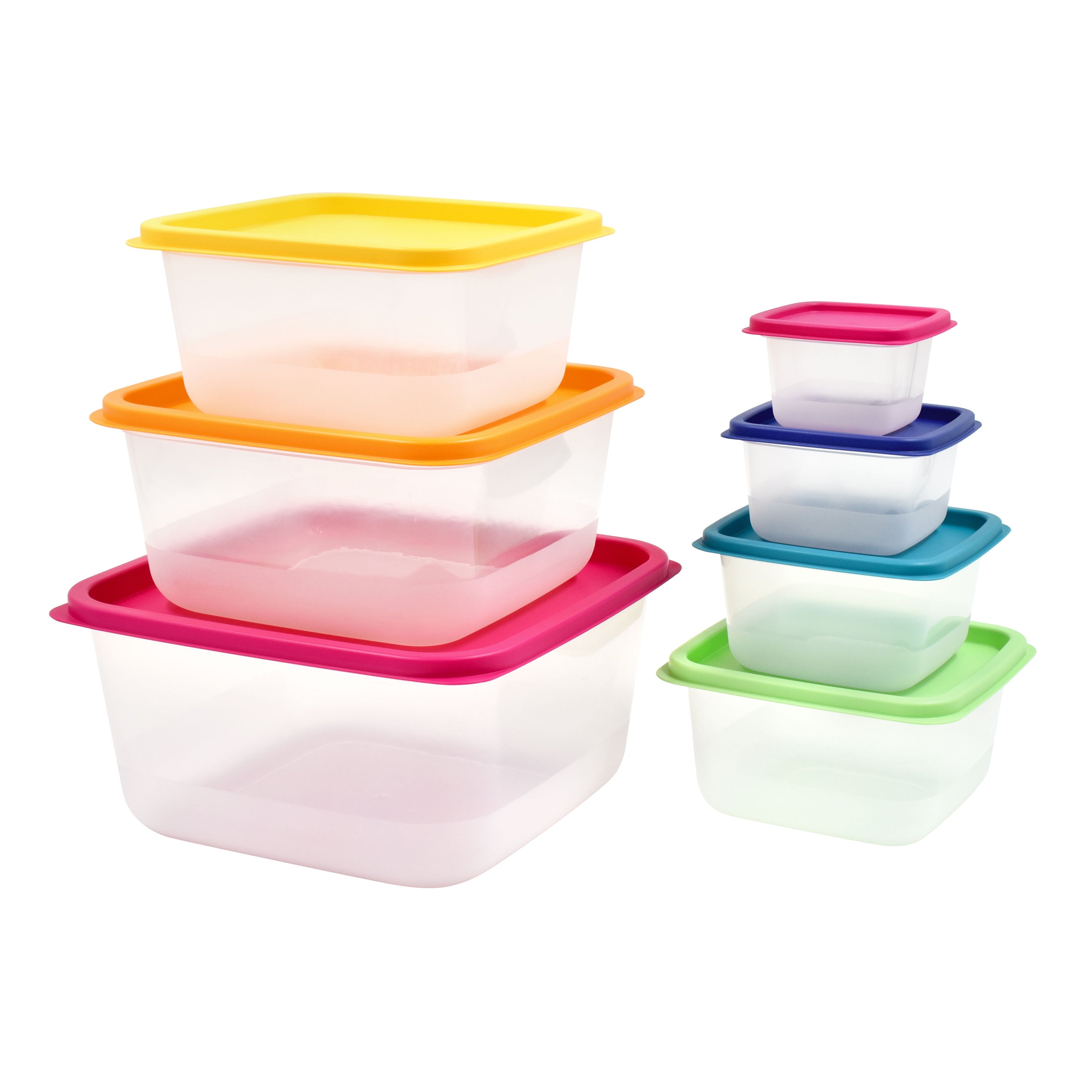 Playful Geometric Plastic Rainbow Food Storage Set, Multi Color, 14 Count, Best Used for Leftover Storage and Reheating - Fun Food Fidget Cookie Squishable Toy Detail