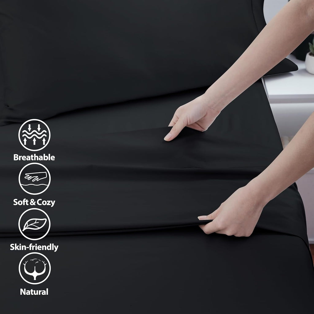 Breathable Luxury Sheet Only, 600 Thread Count 100% Egyptian Top Sheet 1Pcs, Cool & Breathable Bed Sheets Wrinkle, Fade, Stain Resistan... - Cooling Hotel Quality Bedding Sheets and Pillowcases Detail