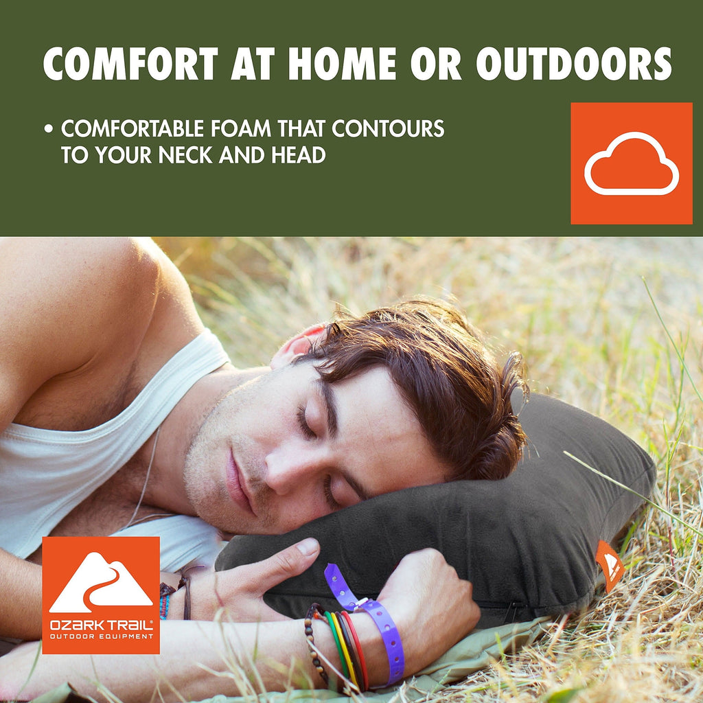 Hotel Collection Dark Grey Memory Foam Camping Pillow for Adults - Decorative Throw Pillow Cushion for Sofa & Bed Detail