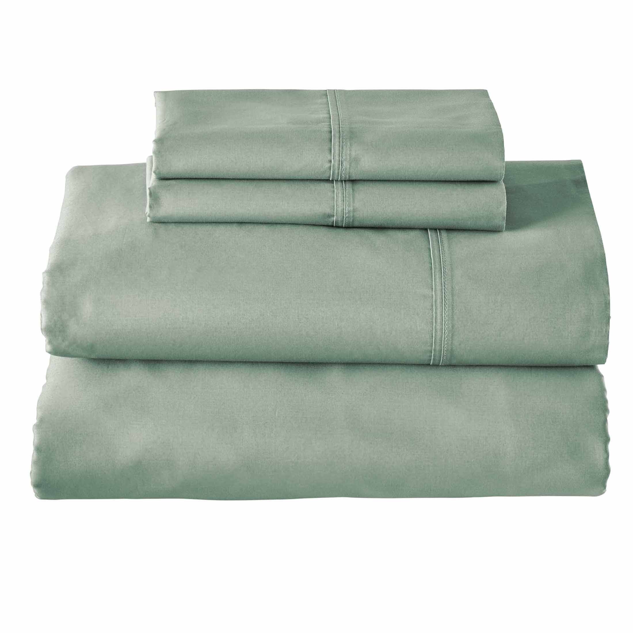 Premium Egyptian Cotton Cool & Crisp 4-Piece 300 Thread Count Green River Cotton Percale Sheet Set, Queen - Premium Ultra-Soft Pillowcase Pair for Sleeping Detail