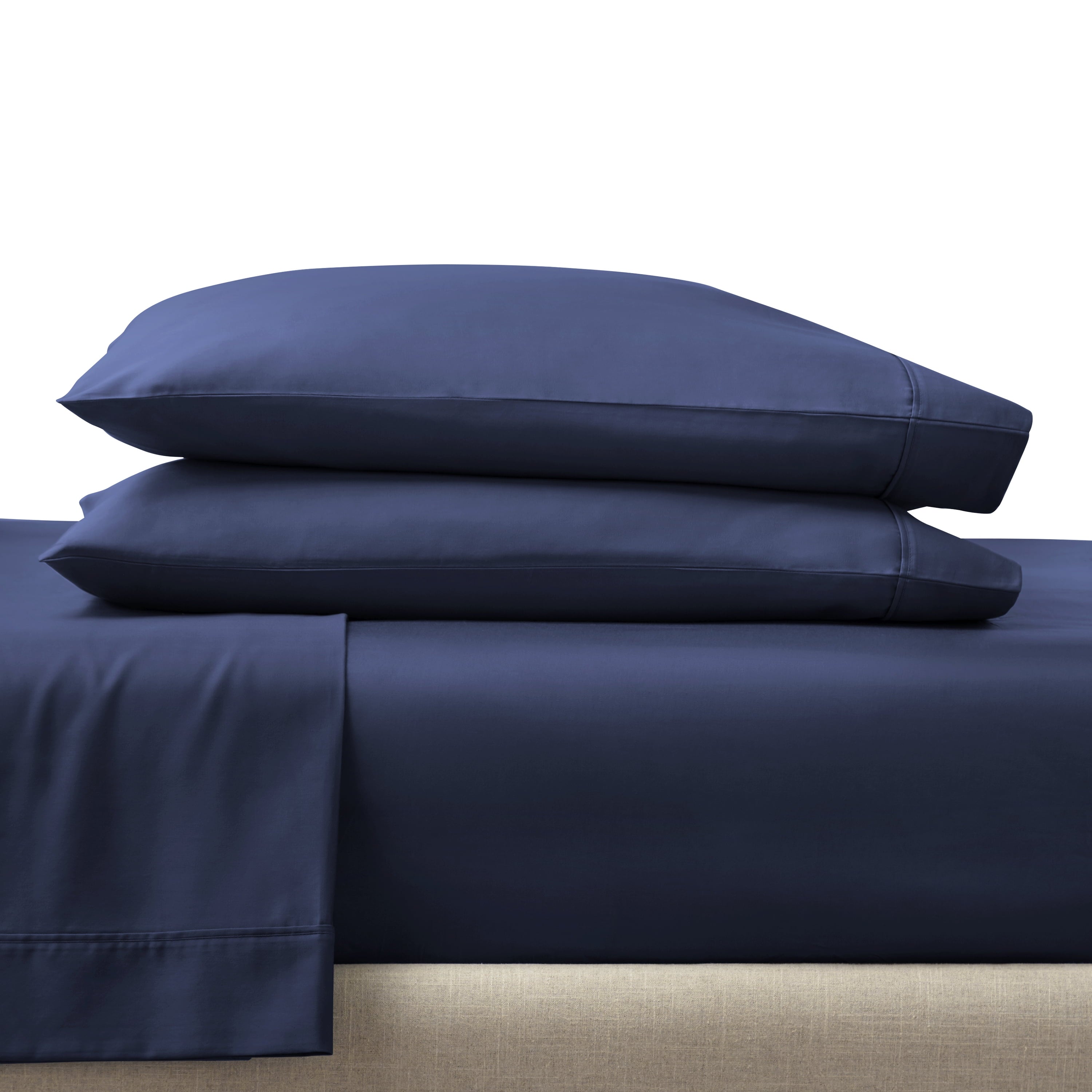 Cooling Sateen 4-Piece 300 Thread Count Blue Cove Cotton Sateen Bed Sheet Set, Queen - Cooling Hotel Quality Bedding Sheets and Pillowcases Detail