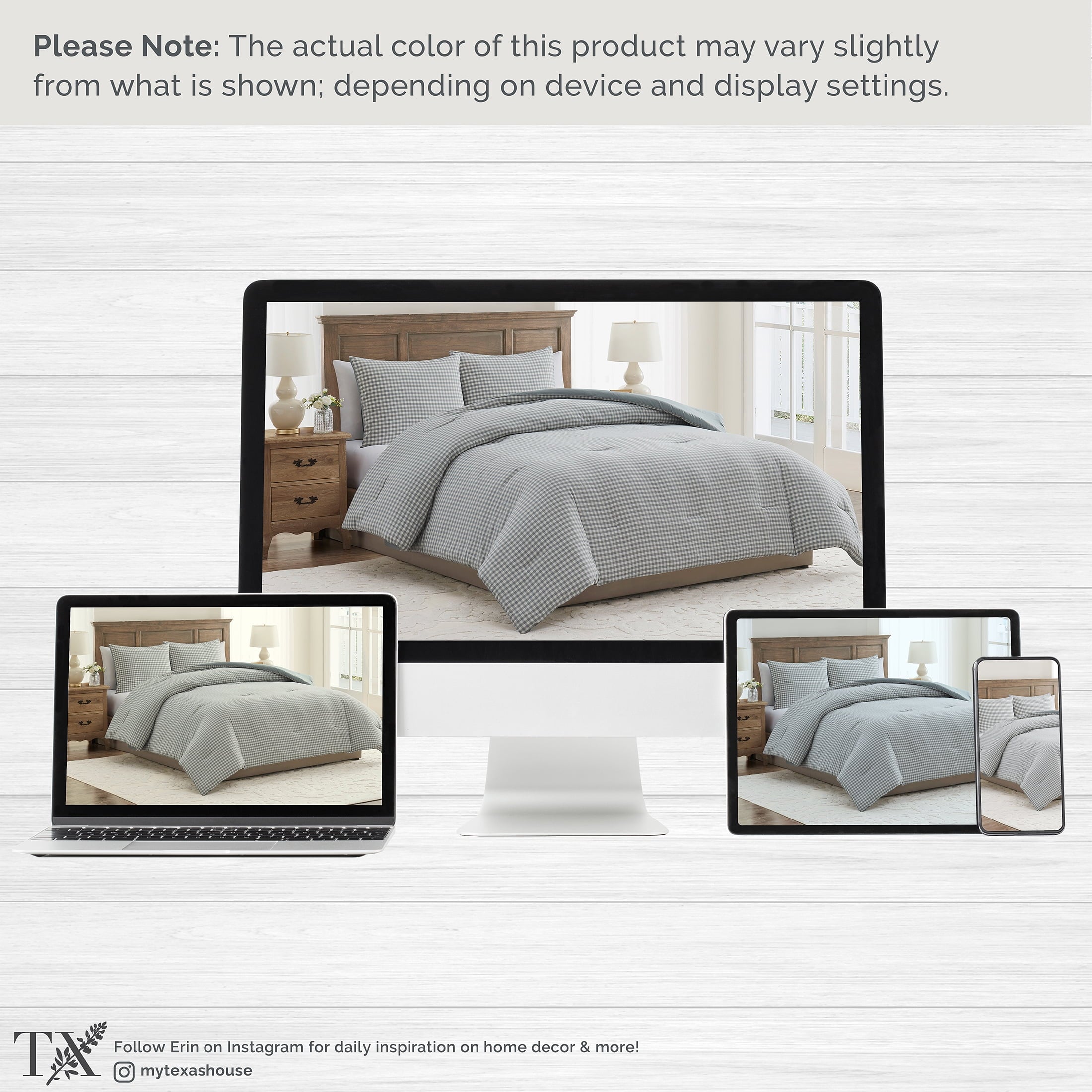 Heavyweight Warmth Full/Queen Comforter Set, All-Season, 3-Piece, Green Gingham Plaid - Hypoallergenic Ultra-Fluffy Quilt for Winter Detail