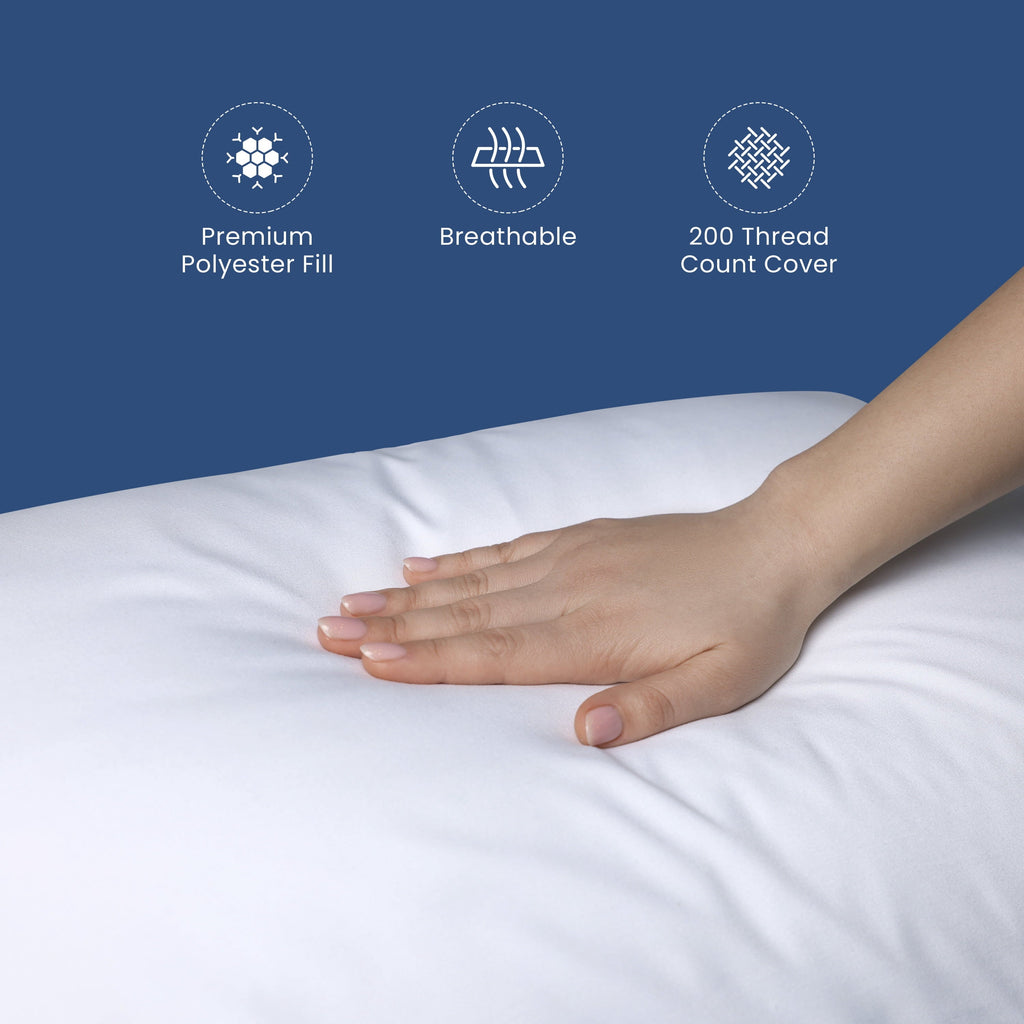 Ergonomic Memory Foam Down Alternative White Euro Pillow Insert 26x26 – Soft & Durable - Ergonomic Memory Foam Pillow for Neck Pain Support Detail