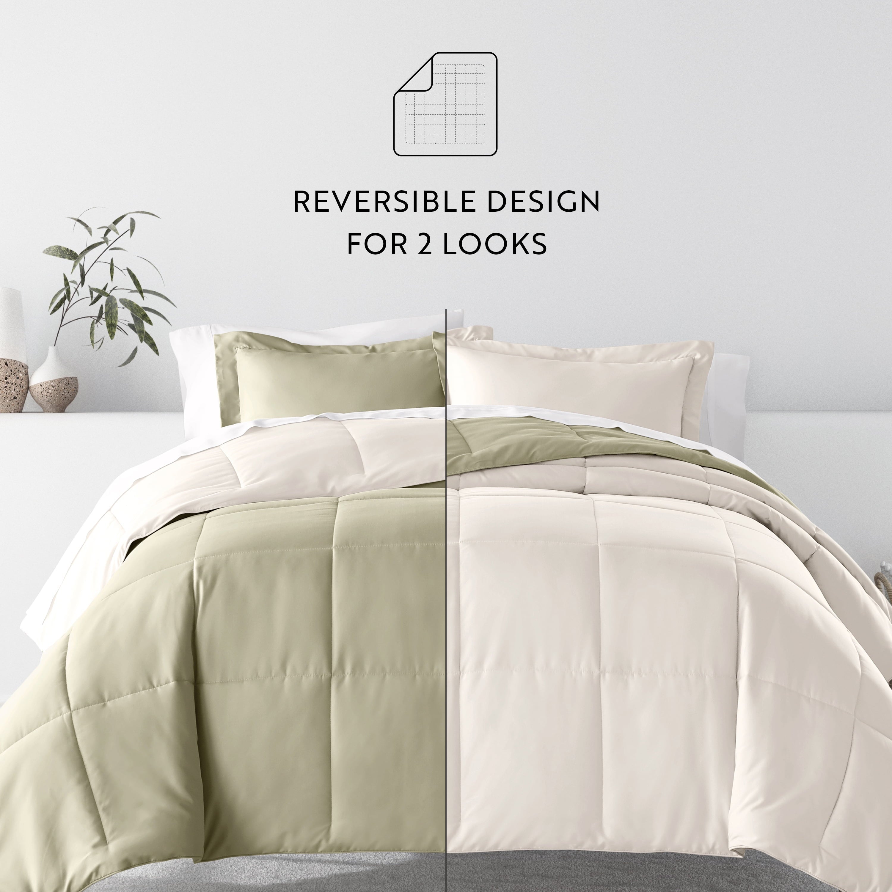 Luxurious Quilted 5 Piece Bedding Bundle, Reversible Comforter and Patterned Sheet Set, Twin - Hypoallergenic Ultra-Fluffy Quilt for Winter Detail