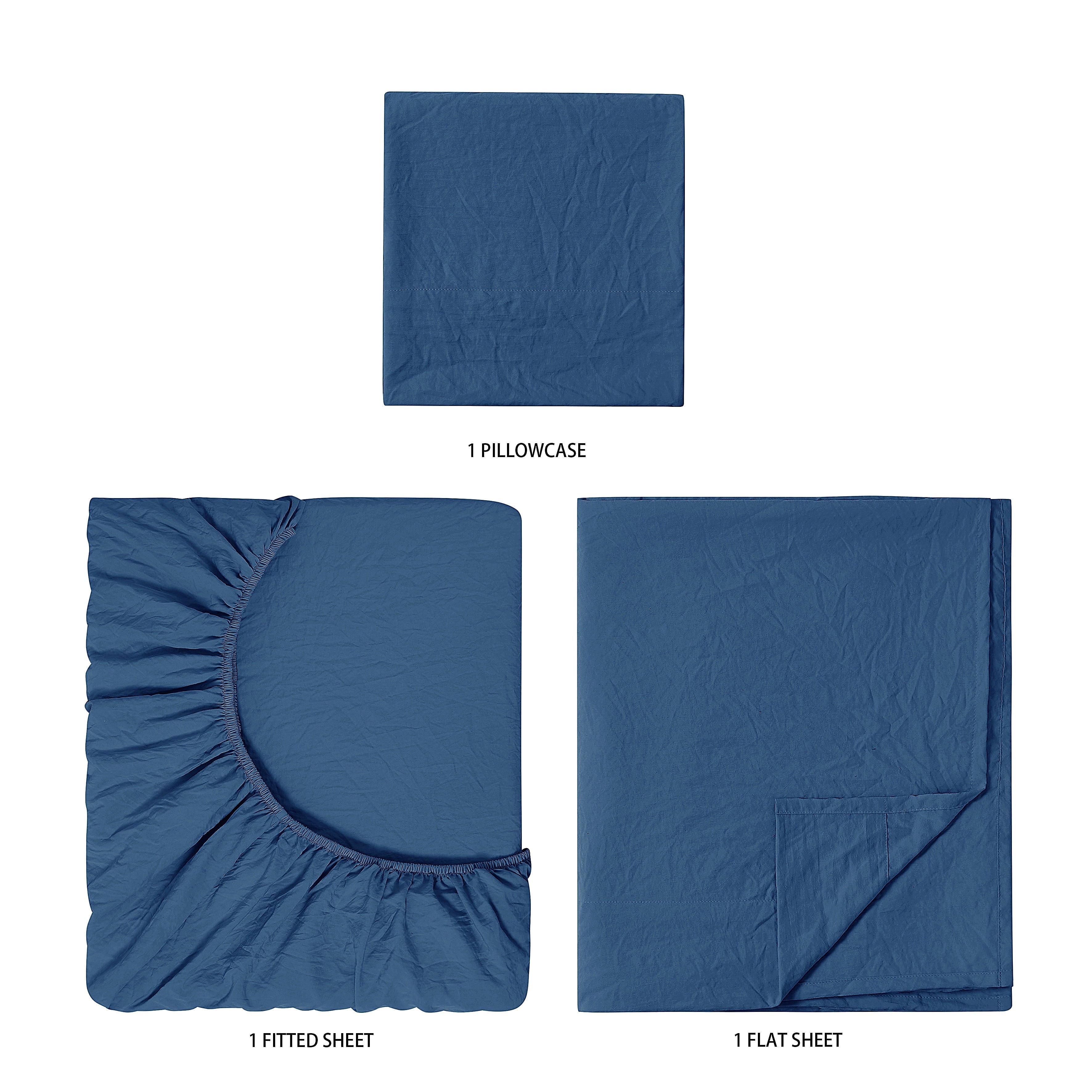 Premium Egyptian Cotton Ultra Soft Microfiber Bed Sheet Set, Twin-XL, Indigo, 3 Piece - Breathable Egyptian Cotton Flat & Fitted Sheets Detail