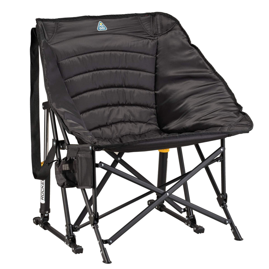 Patented Spring-Action Puff Rocker - Choice 731 - Patented Spring-Action Rocking Chair for Camping - Black