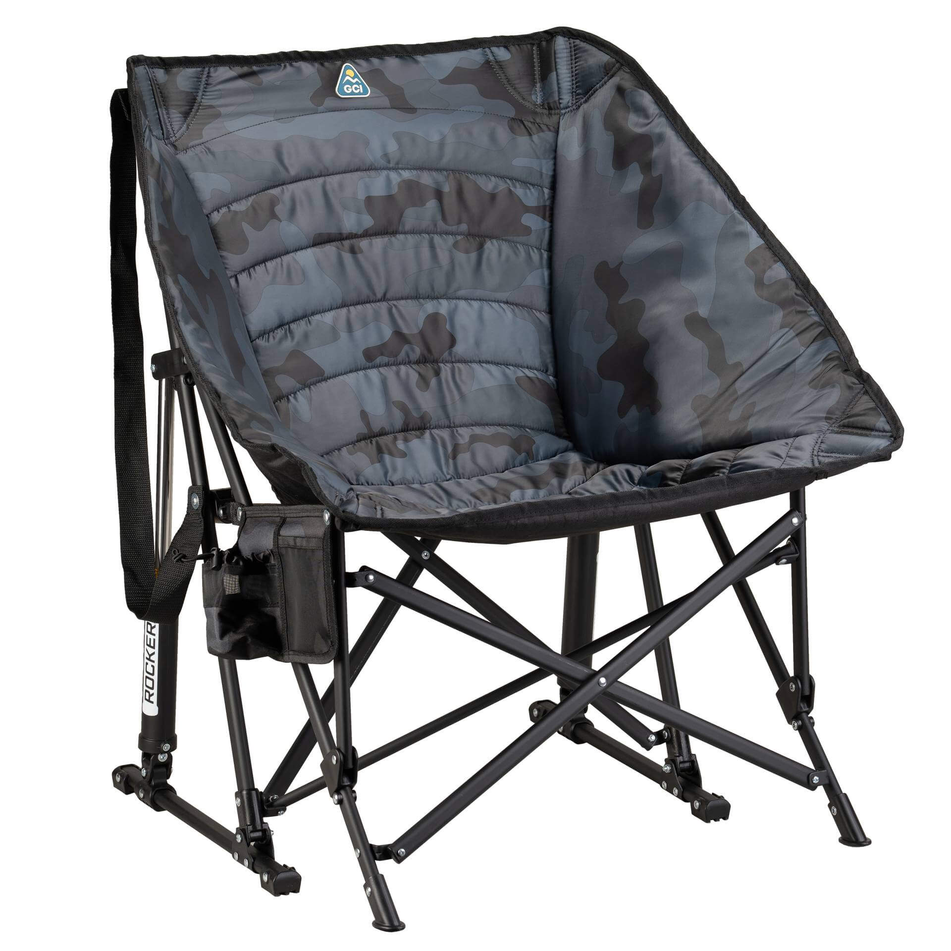 Patented Spring-Action Puff Rocker - Choice 731 - Patented Spring-Action Rocking Chair for Camping - Stealth Camo