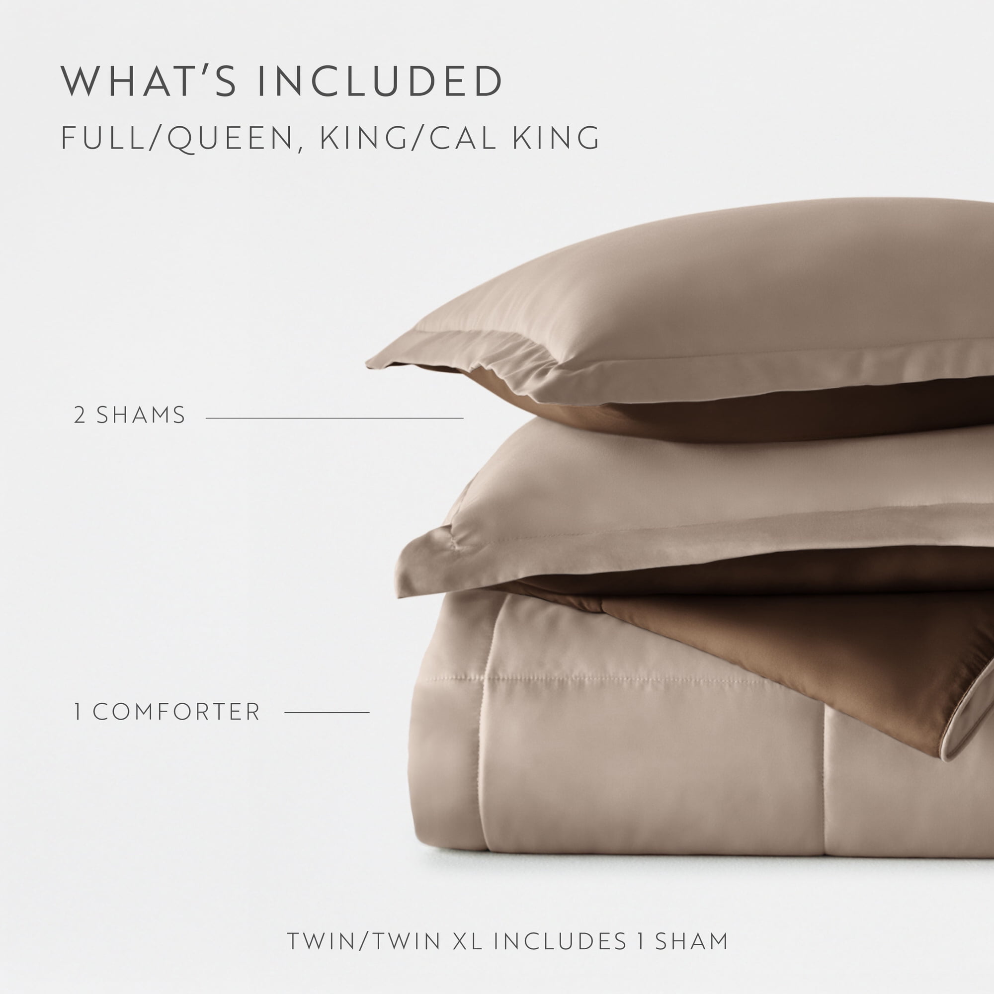 All-Season All Season Reversible Comforter Set Breathable Cool in Taupe & Chocolate Brown Full/Queen Size Bedding - Cloud-Like Soft Lightweight Bed Comforter Detail