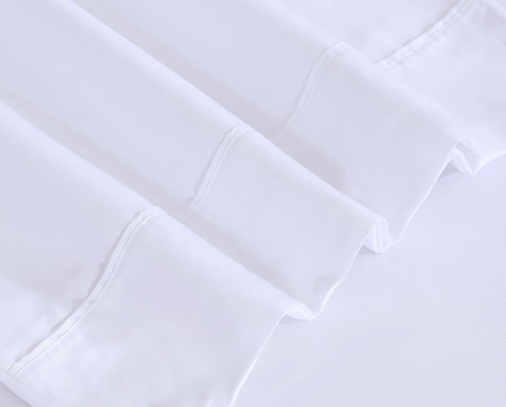 Ultra-Soft Set - Luxurious Silky Soft Microfiber Bedding - Cozy & Comfy - 15 inch Deep Pocket (Fits up to 17") Hotel Bed - 4 Pcs... - Breathable Egyptian Cotton Flat & Fitted Sheets Detail