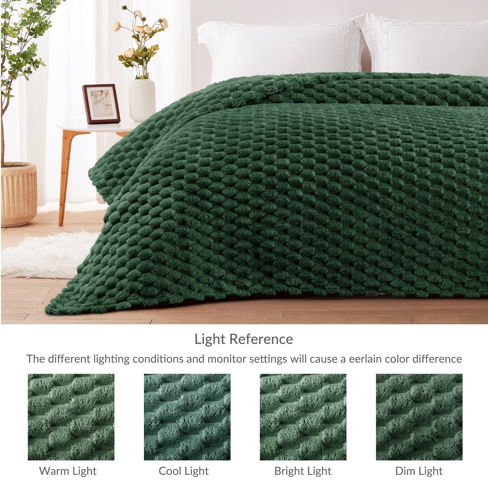Lightweight Warm 50"x60" Throw Blanket for Couch with Expanded 3D-Jacquard Pattern, Fuzzy Soft Cozy Exquisite Blankets or All Season, ... - Super Soft Reversible Sherpa Flannel Blanket Detail