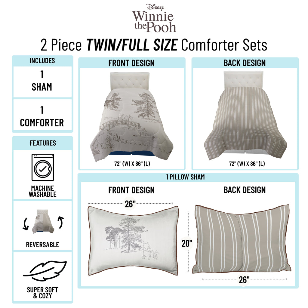 Luxurious Quilted Kids 2 Piece Khaki Comforter and Sham Bedding Set, Twin/Full - Cloud-Like Soft Lightweight Bed Comforter Detail