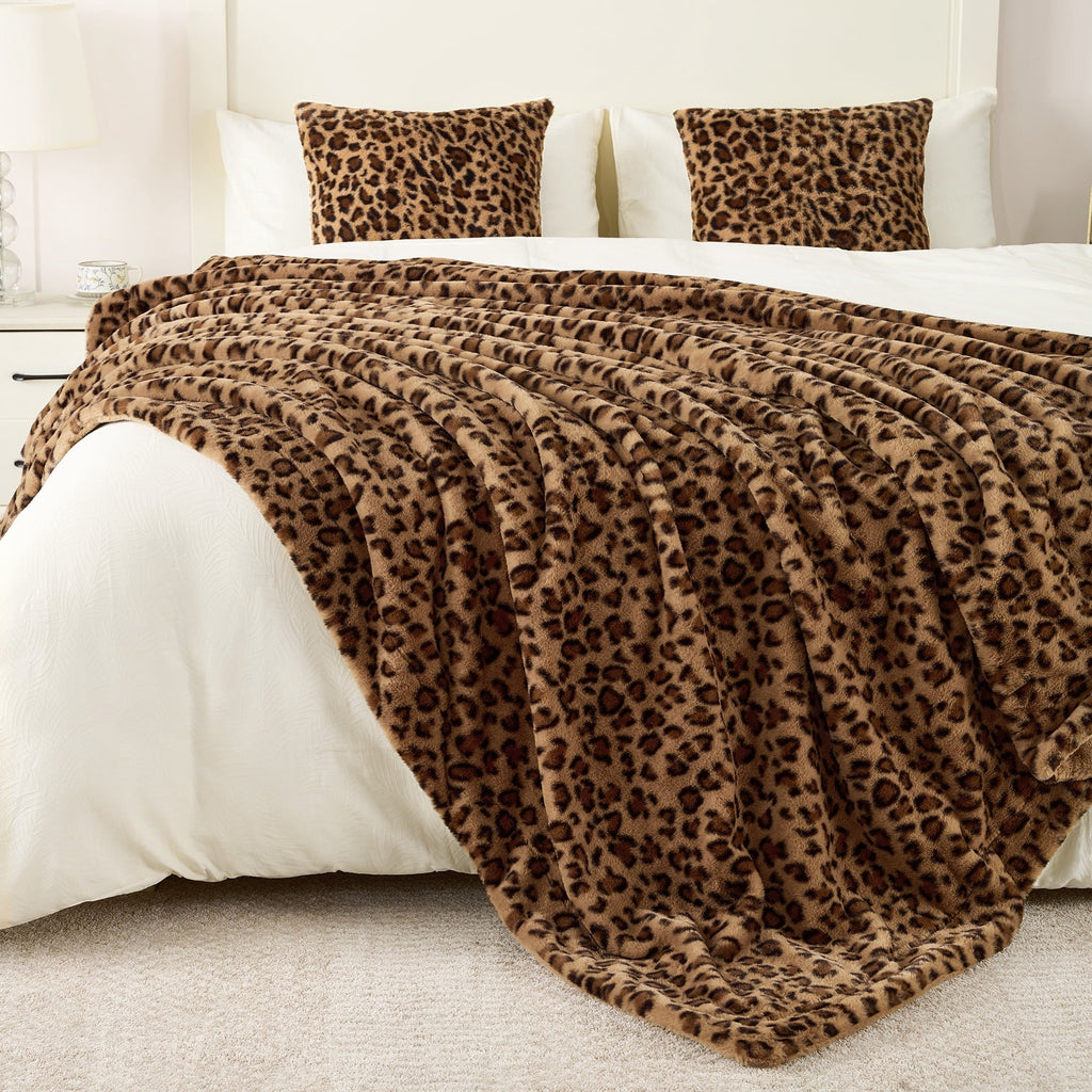 Lightweight Warm Leopard Print Throw Blanket Soft Cozy Fluffy Plush Cheetah Print Blanket for Home Decor,50"x60",Brown - Cozy Fleece Throw Blanket for Couch & Bed Detail
