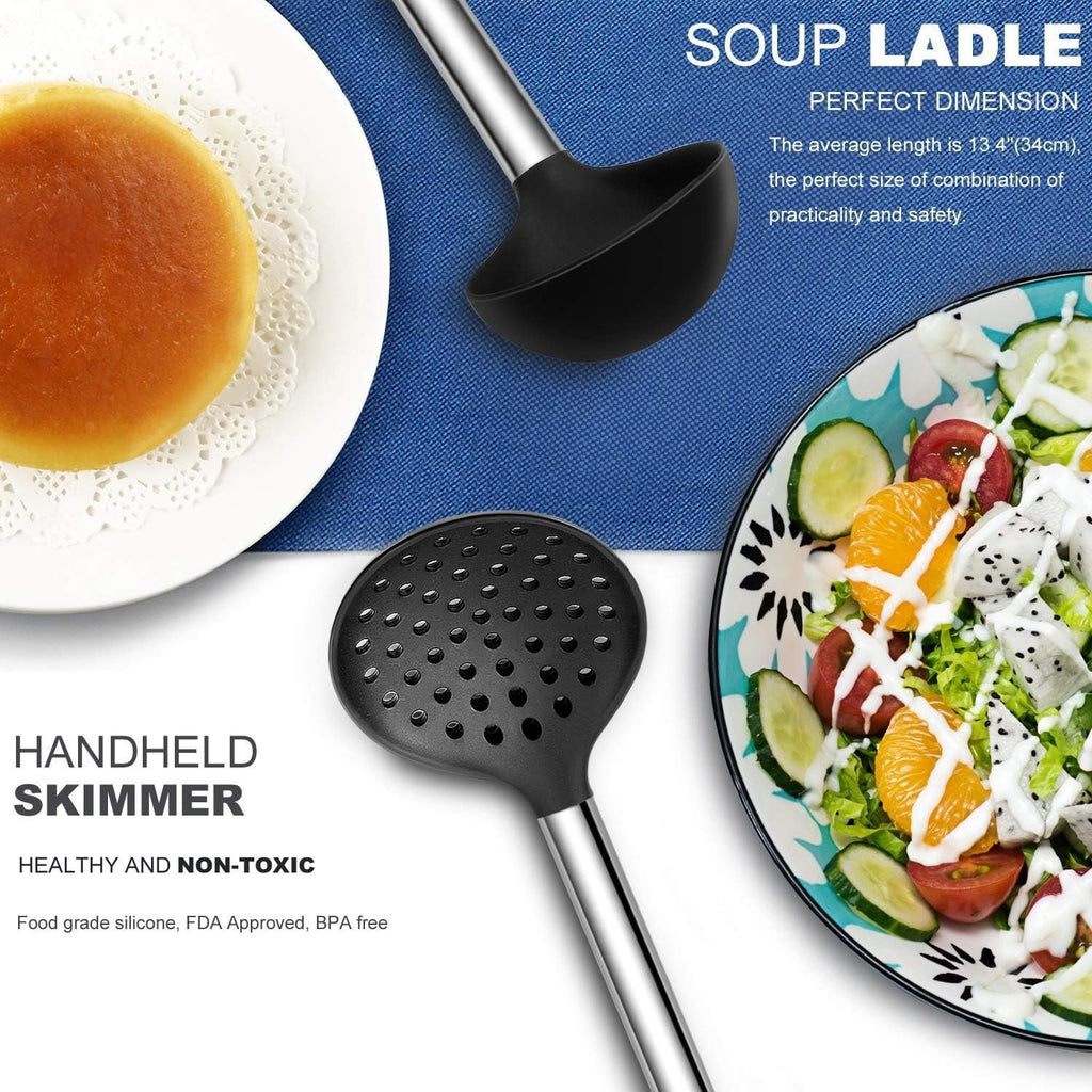 Chef-Quality Kitchen Utensil Set-Silicone Cooking Utensils-33 Kitchen Gadgets & Spoons for Nonstick Cookware-Silicone and Stainles... - Professional Kitchen Tool for Culinary Enthusiasts Detail