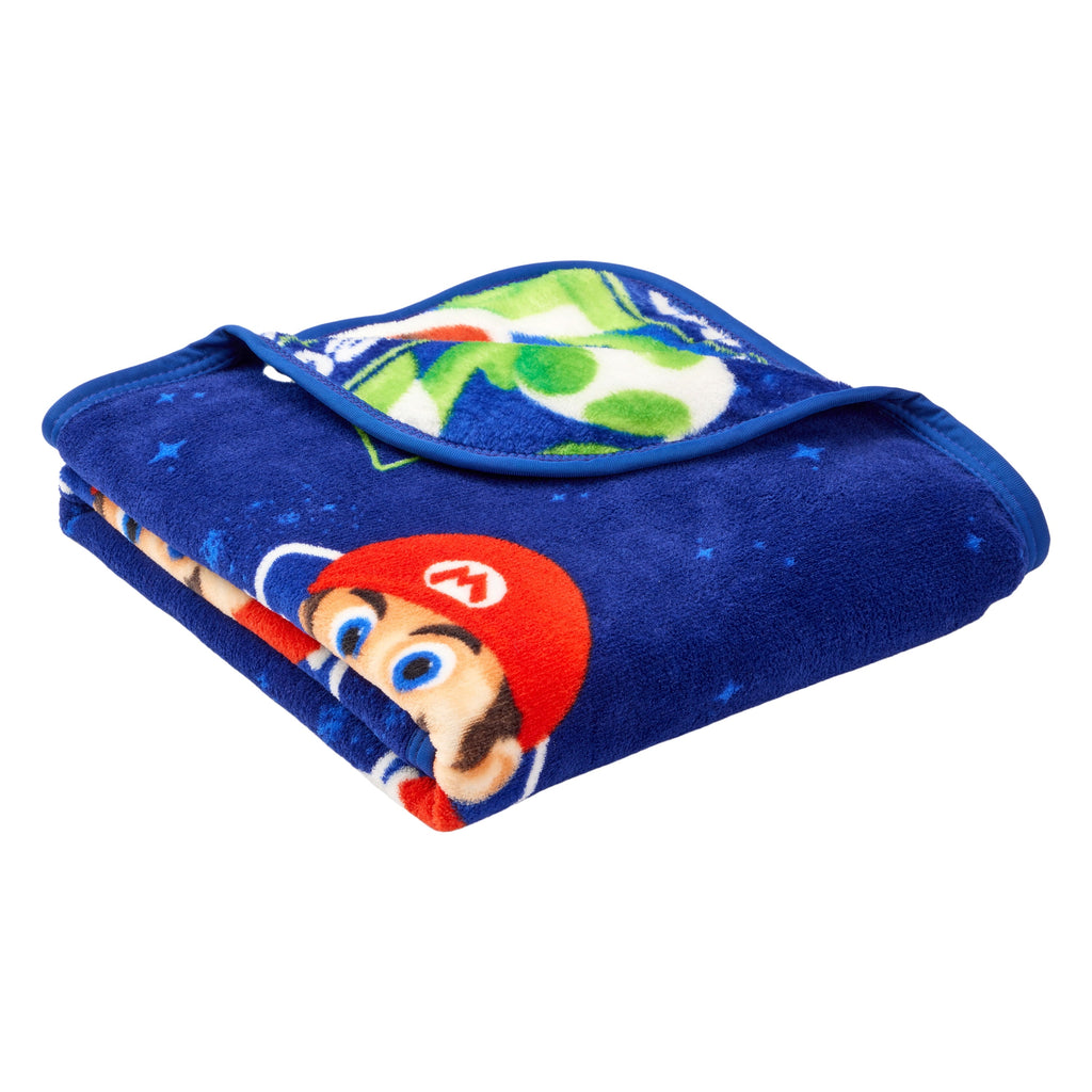 Cozy Fleece Galaxy Movie Kids Blue Print Fleece Throw Blanket, 46 x 60 - Super Soft Reversible Sherpa Flannel Blanket Detail