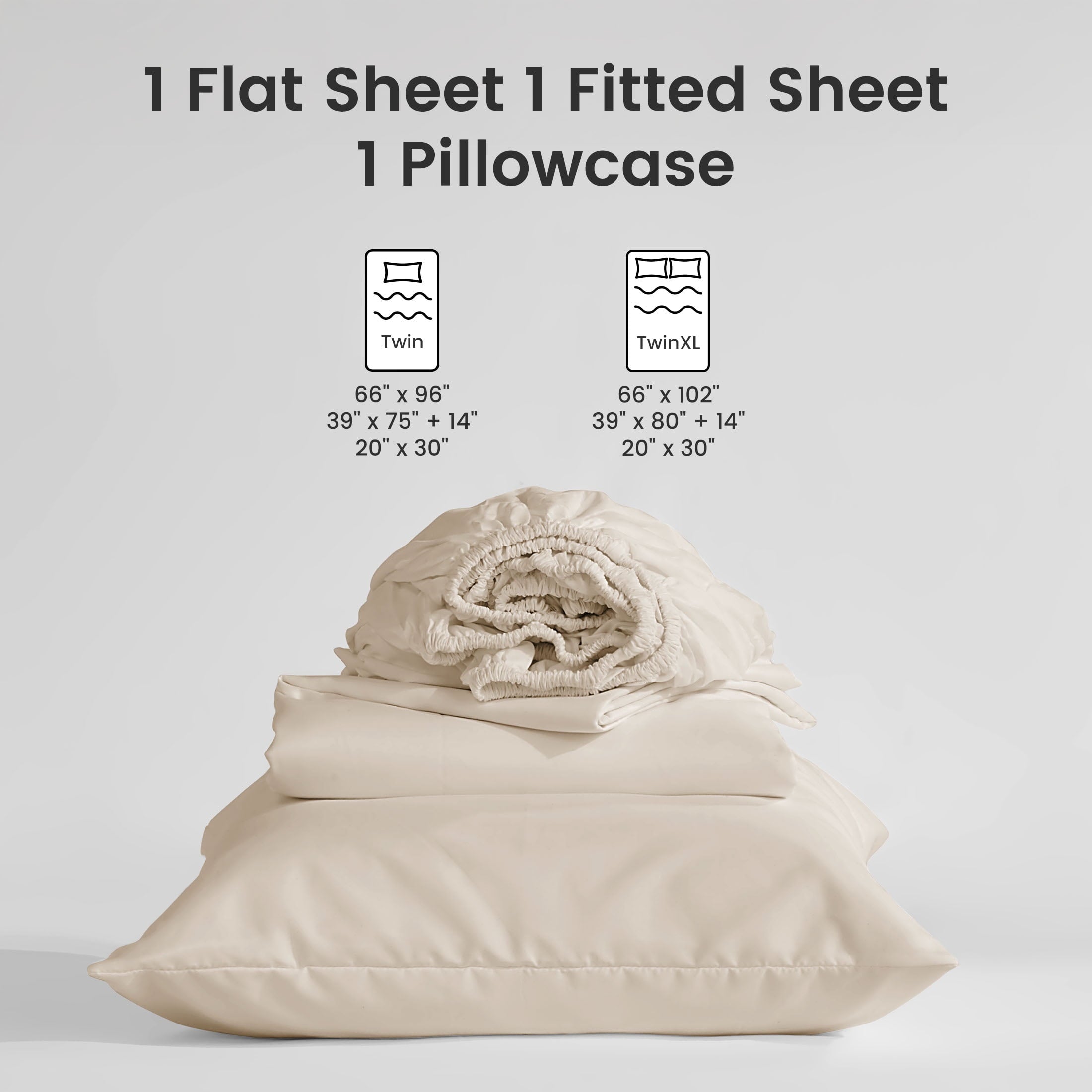 Cooling Sateen Bed Sheet Sets,Ultra Soft Breathable Luxury 4 Piece, (Beige, Queen) - Breathable Egyptian Cotton Flat & Fitted Sheets Detail