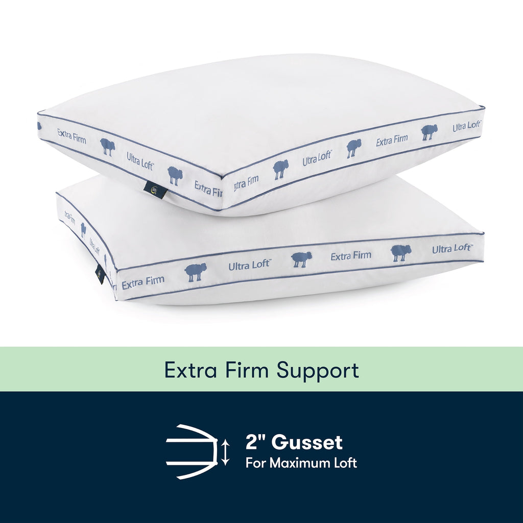 Decorative Plump Ultra Loft Standard/Queen Bed Pillow, Extra Firm Support - Ergonomic Memory Foam Pillow for Neck Pain Support Detail