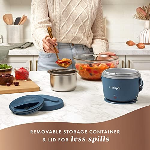 Leak-Proof Crock-Pot Electric Lunch Box Food Warmer 20oz – Faded Blue S22V - Leak-Proof Heated Bento Box Lunch Warmer Detail