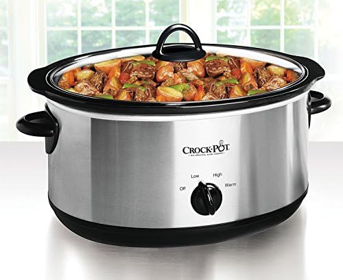 Large Capacity Crock-Pot 7 Quart Oval Manual Slow Cooker – Stainless Steel S29K - Programmable Slow Cooker with Oval Ceramic Pot Detail