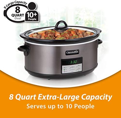 Oval Ceramic Crock-Pot 8 Quart Programmable Slow Cooker with Auto Warm S28G - Digital Crock Pot Slow Cooker for Family Meals Detail