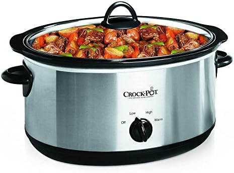 Large Capacity Crock-Pot 7 Quart Oval Manual Slow Cooker – Stainless Steel S29K - Programmable Slow Cooker with Oval Ceramic Pot - 7 Quarts