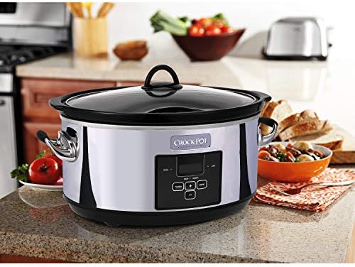 Programmable Crock-Pot 7 Quart Programmable Slow Cooker – Polished Platinum S23E - Large Capacity Electric Stew Pot & Slow Cooker Detail