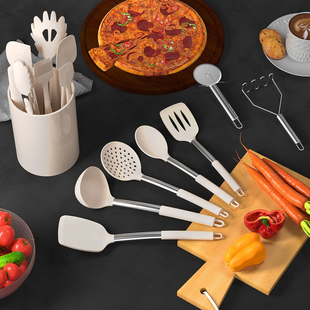 Non-Stick Safe Silicone Cooking Utensils Set - Heat Resistant Silicone Kitchen Utensils for Cooking, Kitchen Utensil Spatula Set,BPA... - Durable Turner & Ladle Utensil Set for Home Chefs Detail