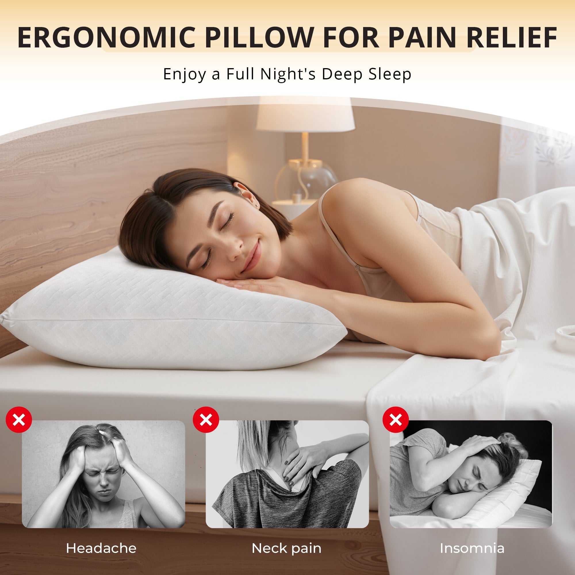 Hotel Collection 2 Pack Bed Pillow, Shredded Gel Memory Foam Pillow, Standard Queen, Medium, Made in USA - Ergonomic Memory Foam Pillow for Neck Pain Support Detail