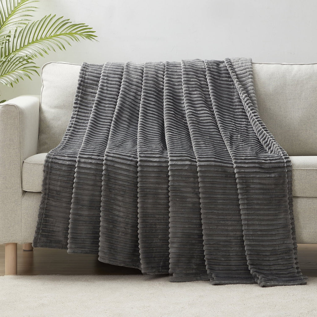 Lightweight Warm Cut Plush Fleece Blanket, Soft Lightweight Fuzzy Luxury Throw Size Bed Blankets for Bed, Throw, Gray - Cozy Fleece Throw Blanket for Couch & Bed Detail