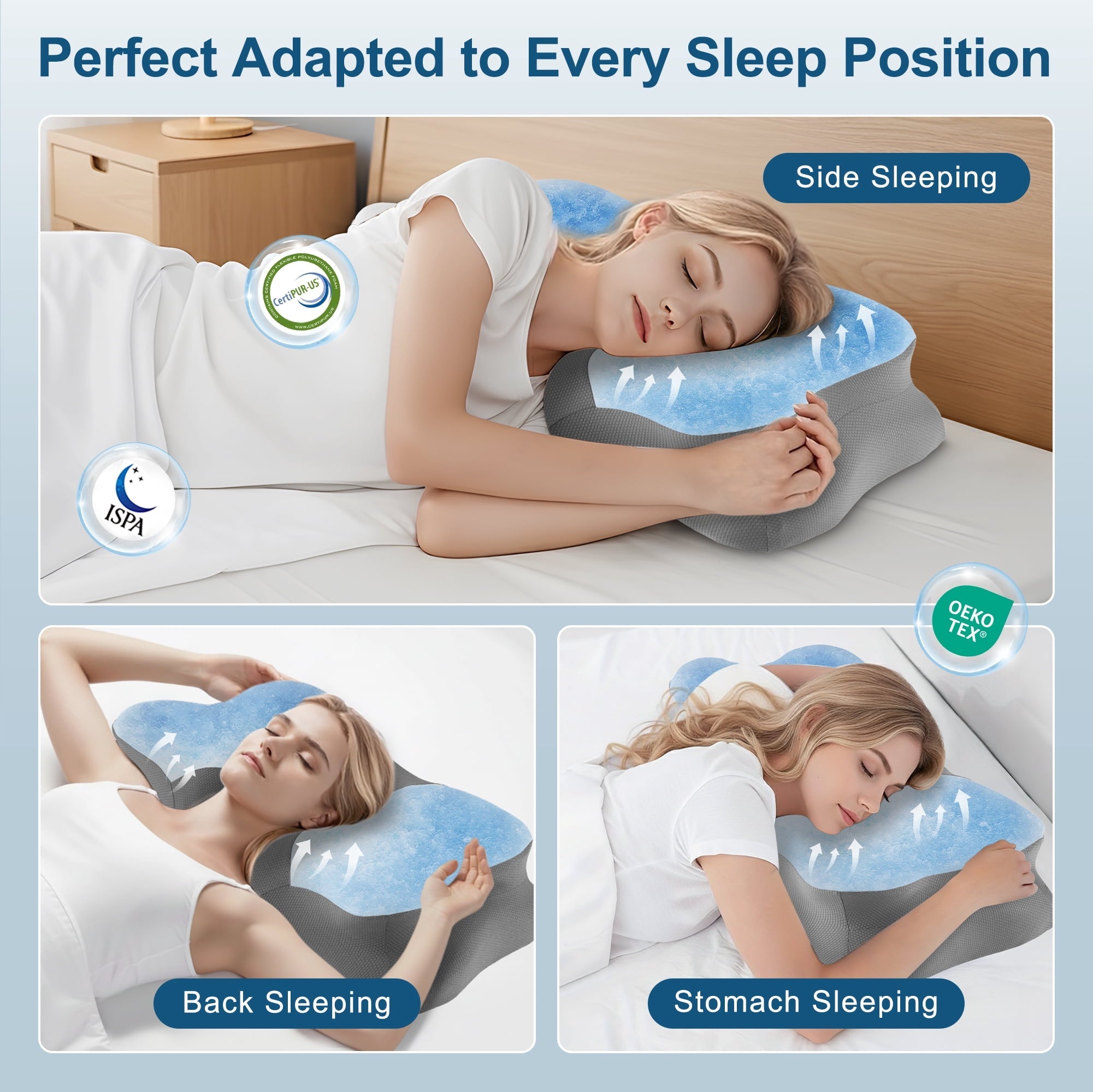 Orthopedic Support Memory Foam Cervical Pillow for Sleeping Support - Orthopedic Bed Pillow for Neck, Shoulder Pain Relief, Adults, Side... - Decorative Throw Pillow Cushion for Sofa & Bed Detail