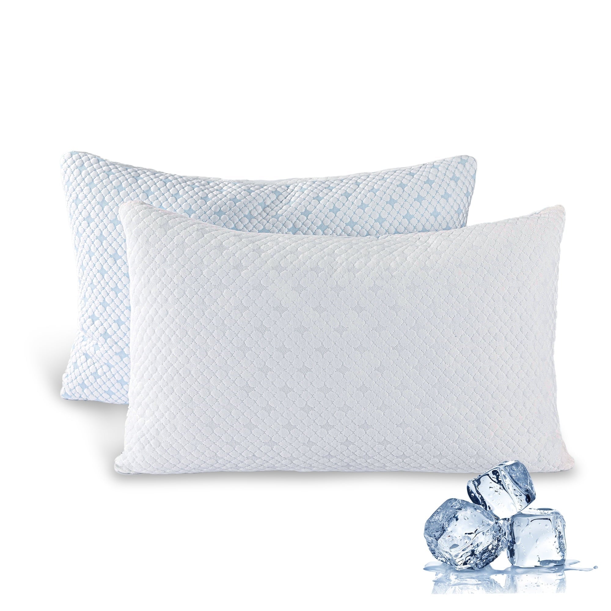 Decorative Plump 2-Pack Adjustable Cooling Bed Pillows, Shredded Memory Foam Pillows Set of 2, Standard Queen, Dual Sides - Hotel Quality Plush Sleeping Pillows Detail