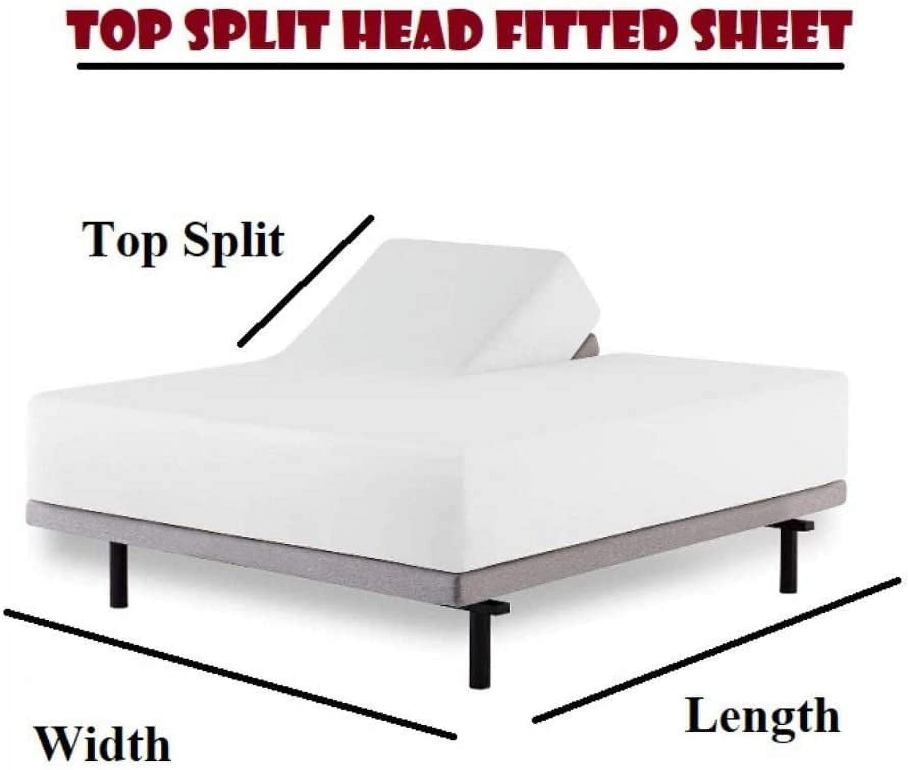Cooling Sateen Top Split King 100% Egyptian Cotton 1000 Thread Count, Adjustable Beds -Top Split King Sheets Sets (4 Pcs) Split Down... - Breathable Egyptian Cotton Flat & Fitted Sheets Detail
