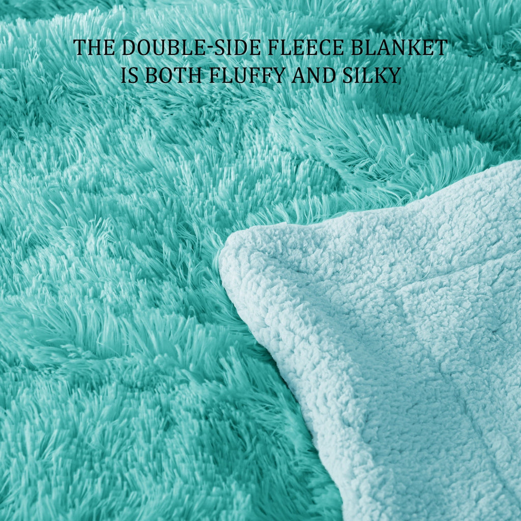Decorative Knitted Fuzzy Faux Fur Throw Blanket, Reversible Shaggy Sherpa Fleece Blankets,Fluffy Plush Warm Throws for Couch, Bed, 50x60... - Cozy Fleece Throw Blanket for Couch & Bed Detail