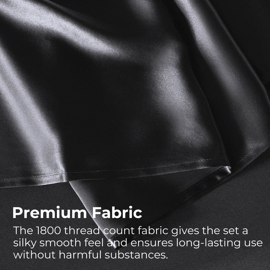 Ultra-Soft Set, Queen, Silky Bed s, 4 Pieces,Black - Cooling Hotel Quality Bedding Sheets and Pillowcases Detail