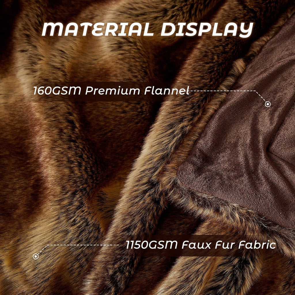 Cozy Fleece Luxury Faux Fur Throw Blanket for Bed Super Thick Warm Long Fluff Fuzzy Blankets for Bedroom Living Room, 60" x 80", ... - Super Soft Reversible Sherpa Flannel Blanket Detail