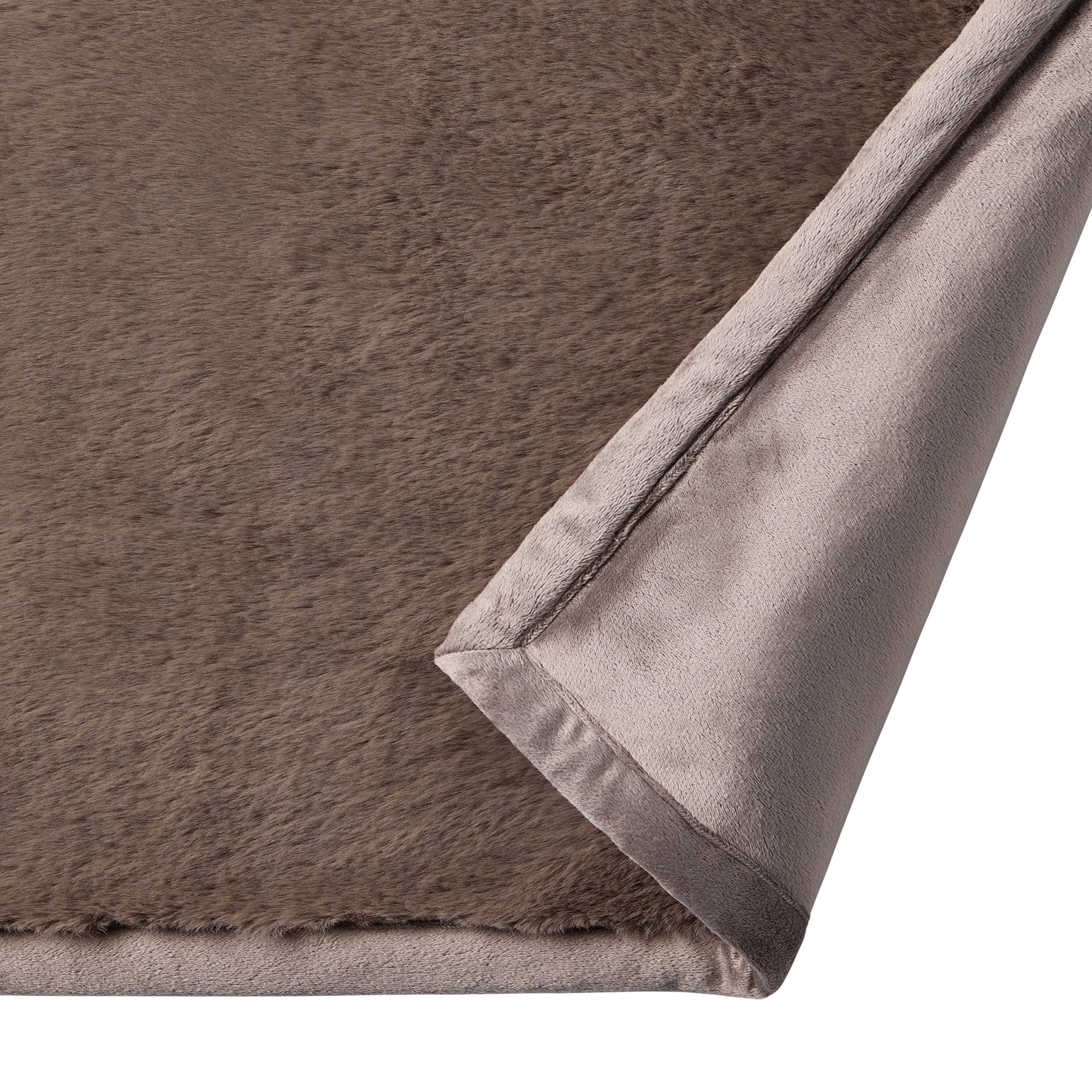 Decorative Knitted Grey Faux Fur Ultra Soft Luxury Oversized Throw Blanket 50" x 72", Grey Bisque - Super Soft Reversible Sherpa Flannel Blanket Detail