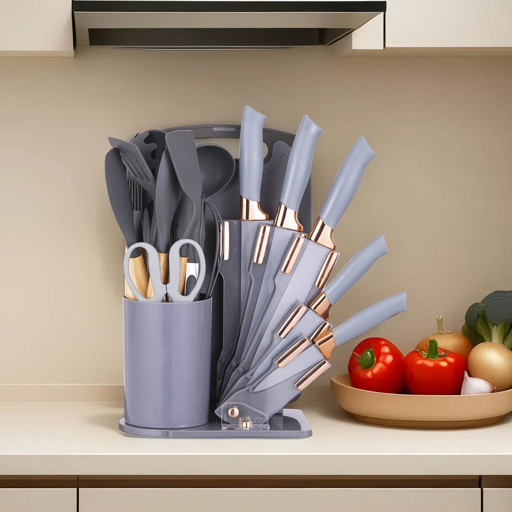 Premium Silicone 19-Piece Silicone Kitchen Utensil & Knife Set - Heat-Resistant Cooking Tools Non-Stick Safe Gift for Mom or Wo... - Ergonomic Kitchen Tongs and Cooking Spoon Utensil Detail