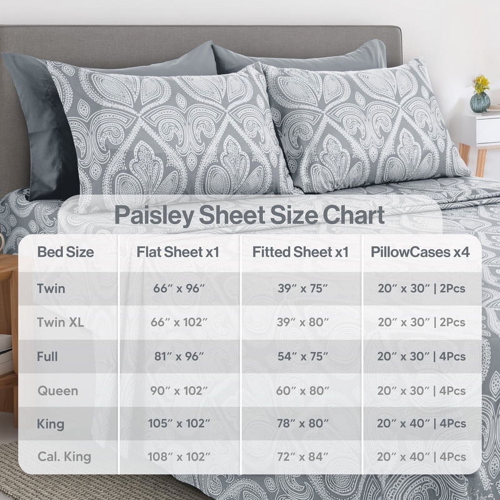 Breathable Luxury 6-Piece Bed Sheet Set, Deep Pocket Queen Sheets Up to 16 Inch, 1 Flat Sheet , 1 Fitted Sheet & 4 Pillowcases (Queen, ... - Luxury Bed Sheet Set with Deep Pockets Detail