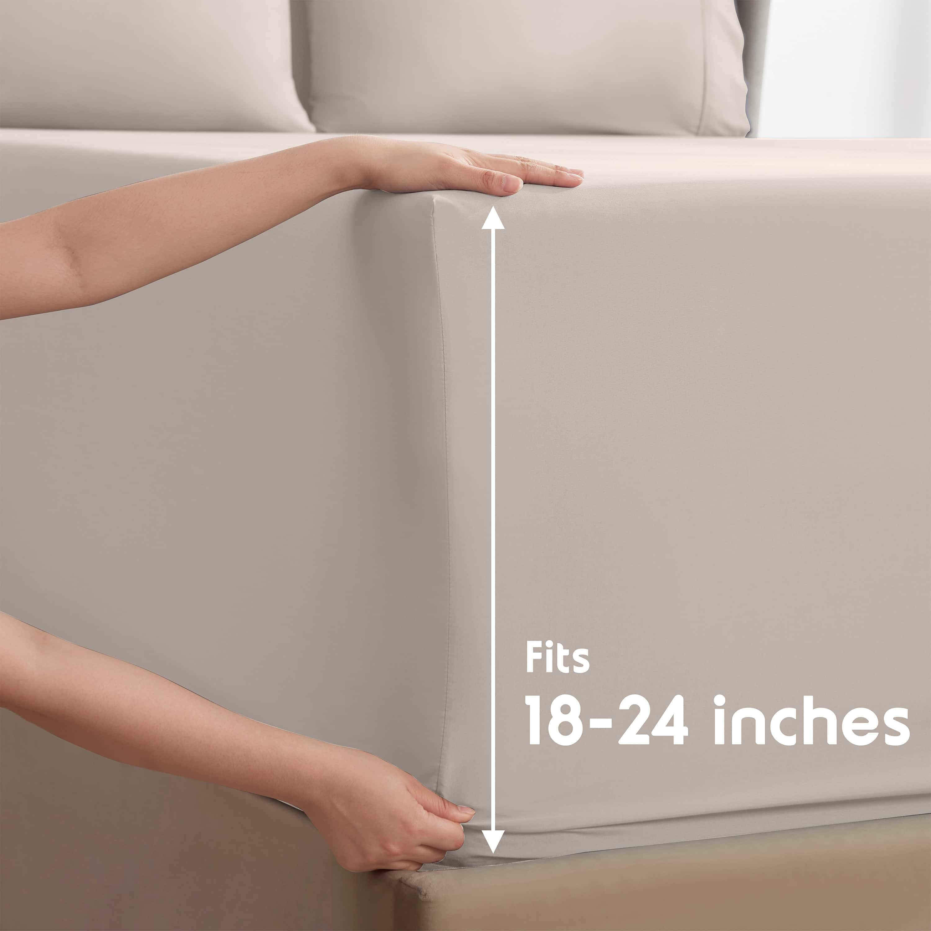 Wrinkle-Resistant Extra Deep Pocket Full Sheets Set, 4 Piece, Fits 18"-24" Mattress, Breathable & Extra Soft Bed Sheets, Linen - Luxury Bed Sheet Set with Deep Pockets Detail