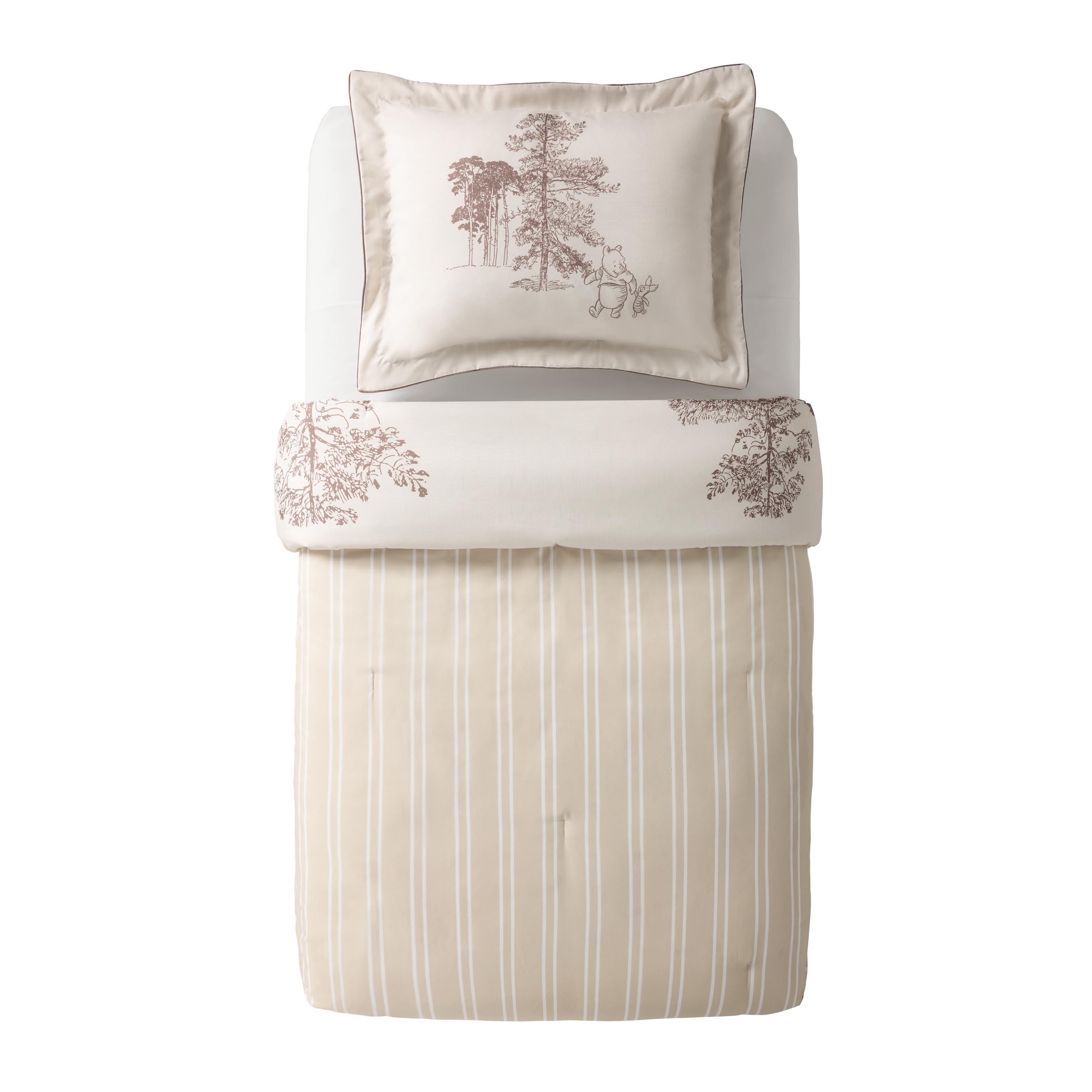 Luxurious Quilted Kids 2 Piece Khaki Comforter and Sham Bedding Set, Twin/Full - Cloud-Like Soft Lightweight Bed Comforter Detail