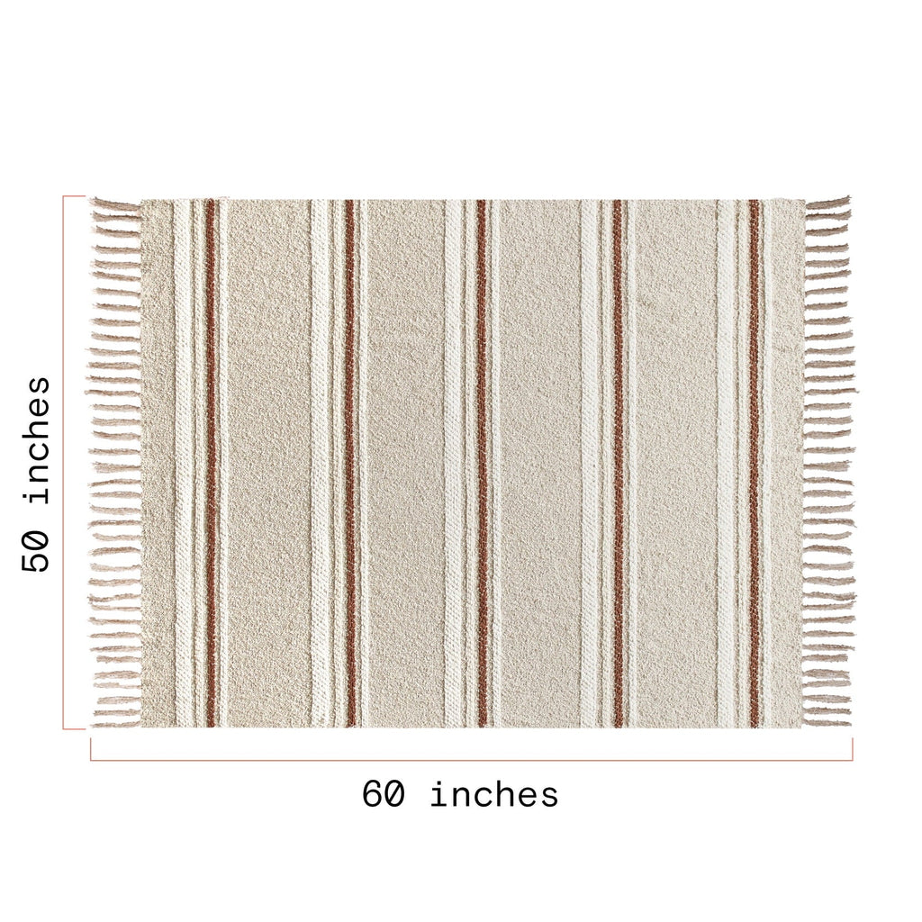 Super Soft Flannel 60" x 50" Cozy Striped Porcini Chenille Throw - Super Soft Reversible Sherpa Flannel Blanket Detail
