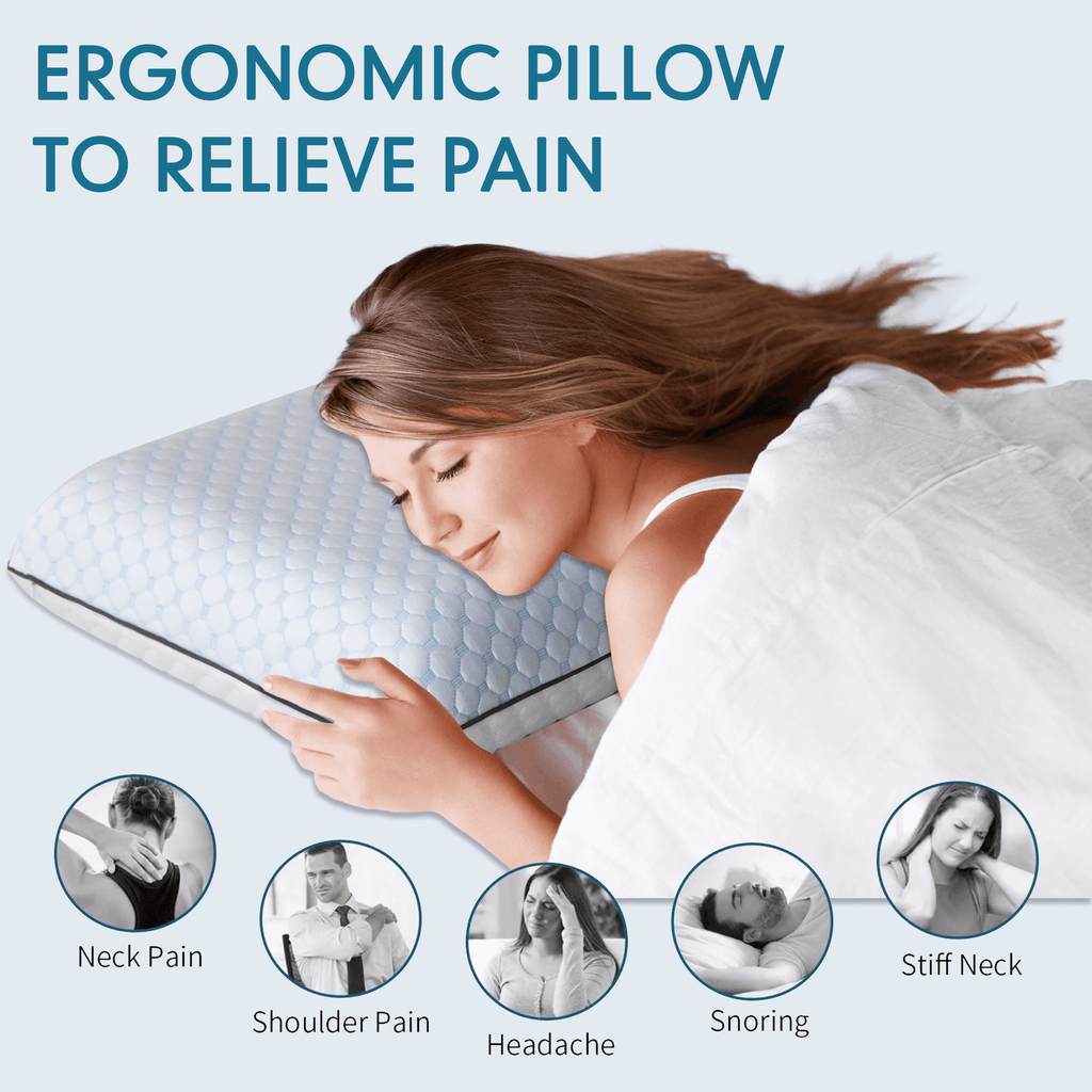 Ergonomic Memory Foam Gel Memory Foam Pillow, Queen Size Bed Pillow, Washable Cover, Cooling, Breathable Neck Pillow for Sleeping - Hotel Quality Plush Sleeping Pillows Detail