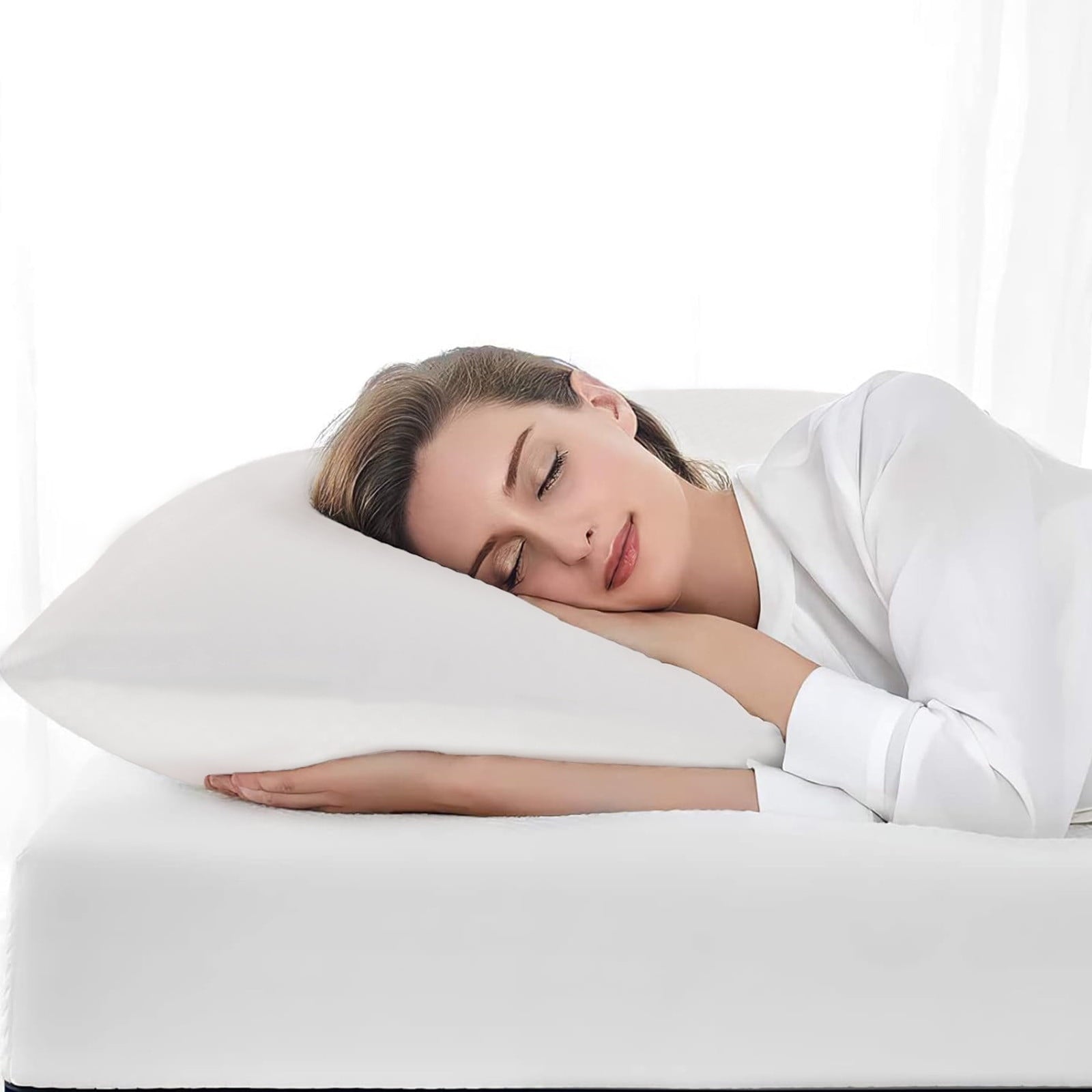Ergonomic Memory Foam Pillows Standard Size Set of 2, Bed Pillows for Sleeping, Standard Pillows 2 Pack for Back, Stomach or Side Sleepers,... - Hotel Quality Plush Sleeping Pillows Detail