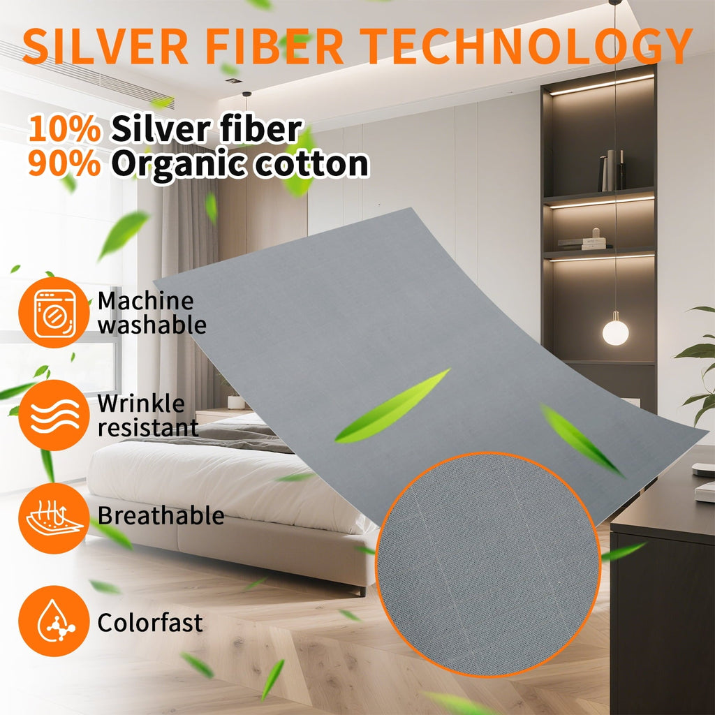 Wrinkle-Resistant Grounding Sheets for All Mattress Sizes, Grounding Mat for Bed 10% Silver Fiber+90% Organic Cotton Grounding Sheets S... - Luxury Bed Sheet Set with Deep Pockets Detail