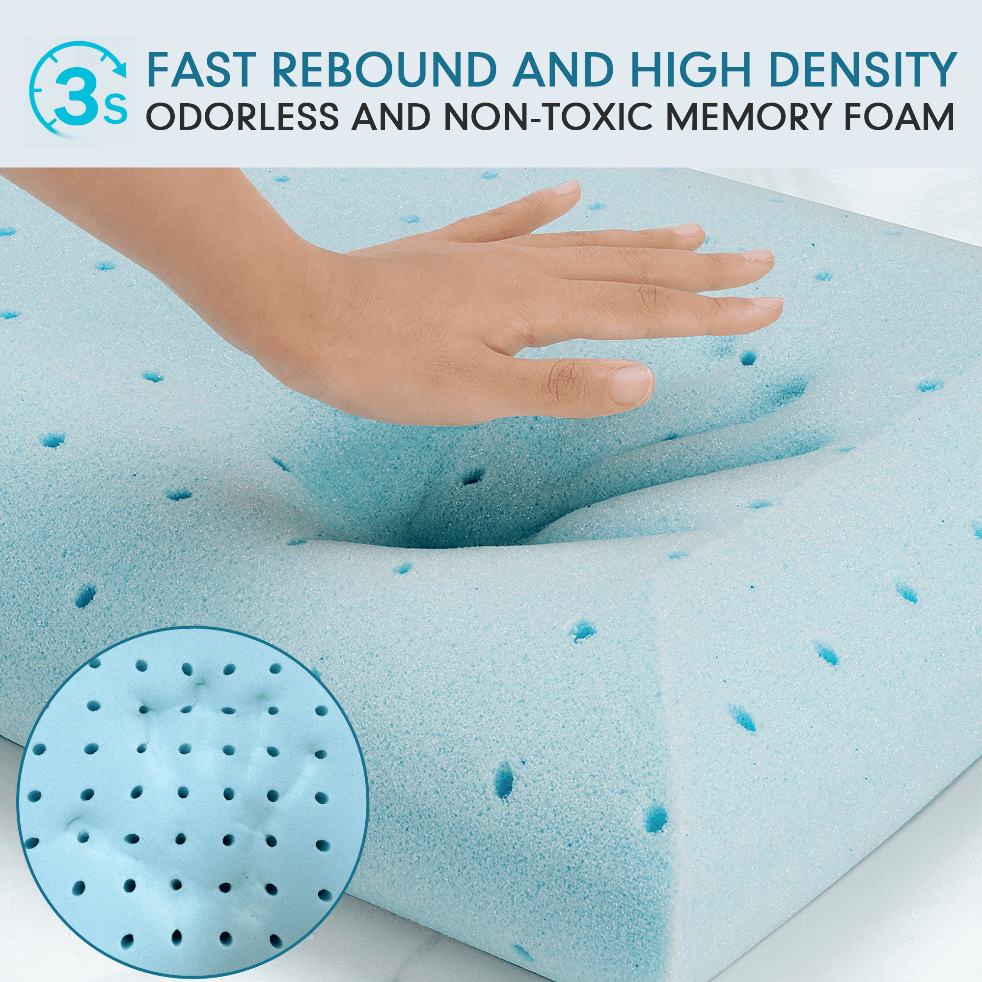 Ergonomic Memory Foam Gel Memory Foam Pillow, Queen Size Bed Pillow, Washable Cover, Cooling, Breathable Neck Pillow for Sleeping - Hotel Quality Plush Sleeping Pillows Detail