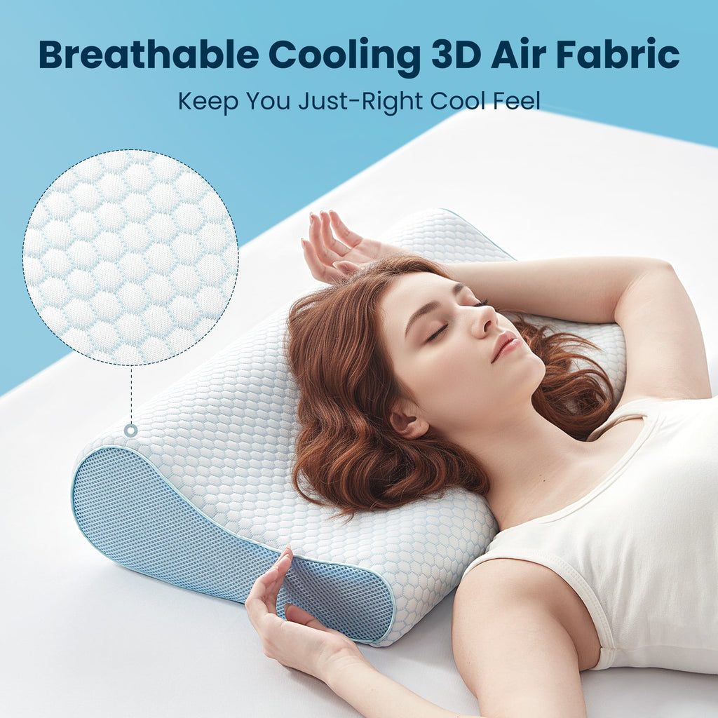 Orthopedic Support Standard Cooling Memory Foam Pillow, Ergonomic Adjustable Orthopedic Contour Bed Pillows Neck Support for Side Back S... - Hotel Quality Plush Sleeping Pillows Detail